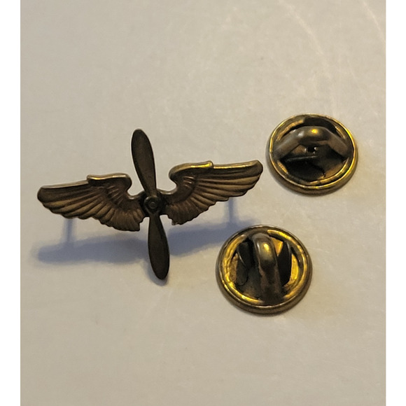 Vintate Estate Lapel Pin Gold Tone US Air Force Aviation Wing Air Corps Jewelry - Picture 3 of 6